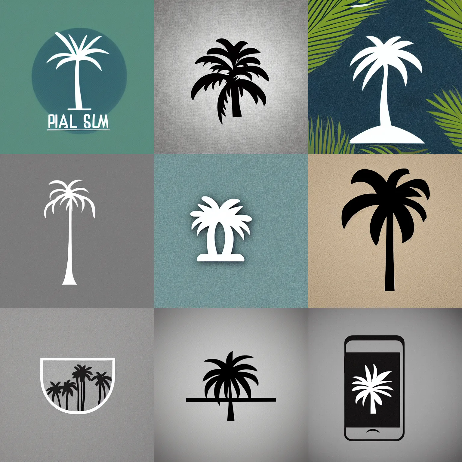 Prompt: palm tree logo, minimalist, flat art, mobile app