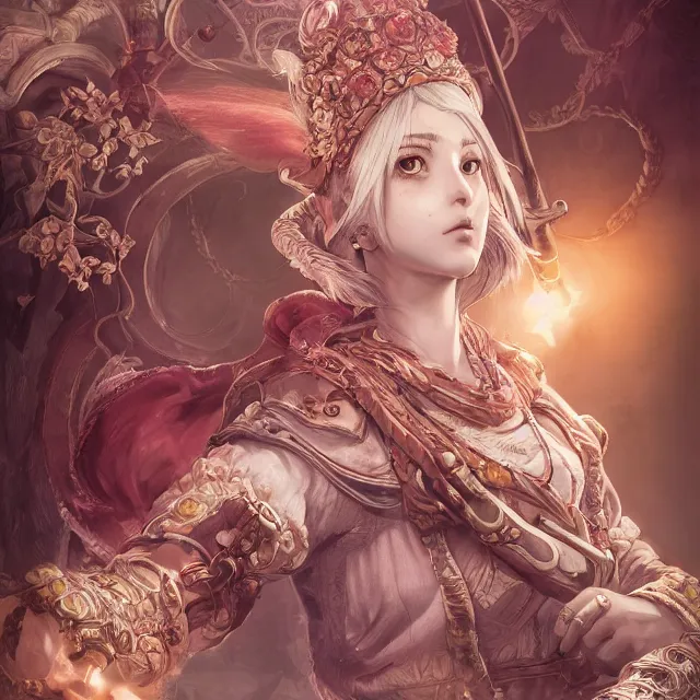 Prompt: the portrait of neutral good colorful female cleric bard as absurdly beautiful, gorgeous, elegant, sophisticated gravure idol, an ultrafine hyperdetailed illustration by kim jung gi, irakli nadar, intricate linework, sharp focus, bright colors, octopath traveler, final fantasy, unreal engine 5 highly rendered, global illumination, radiant light, detailed and intricate environment