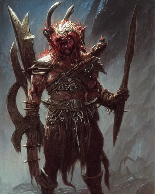 Prompt: a lotr orc warrior by thomas cole and wayne barlowe
