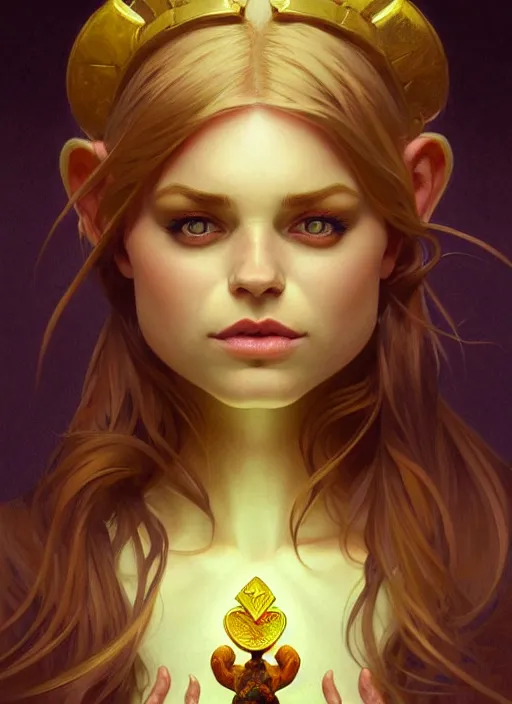 Image similar to symmetry portrait of leprechaun, intricate, elegant, highly detailed, digital painting, artstation, concept art, smooth, sharp focus, illustration, art by artgerm and greg rutkowski and alphonse mucha, 8 k