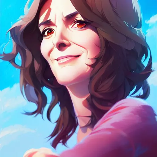 Image similar to tina fey, portrait shinkai makoto studio ghibli studio key hideaki anno sakimichan stanley artgerm lau rossdraws james jean marc simonetti elegant highly detailed digital painting artstation pixiv