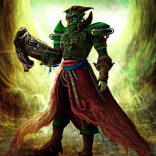 Image similar to ganondorf in biopunk setting