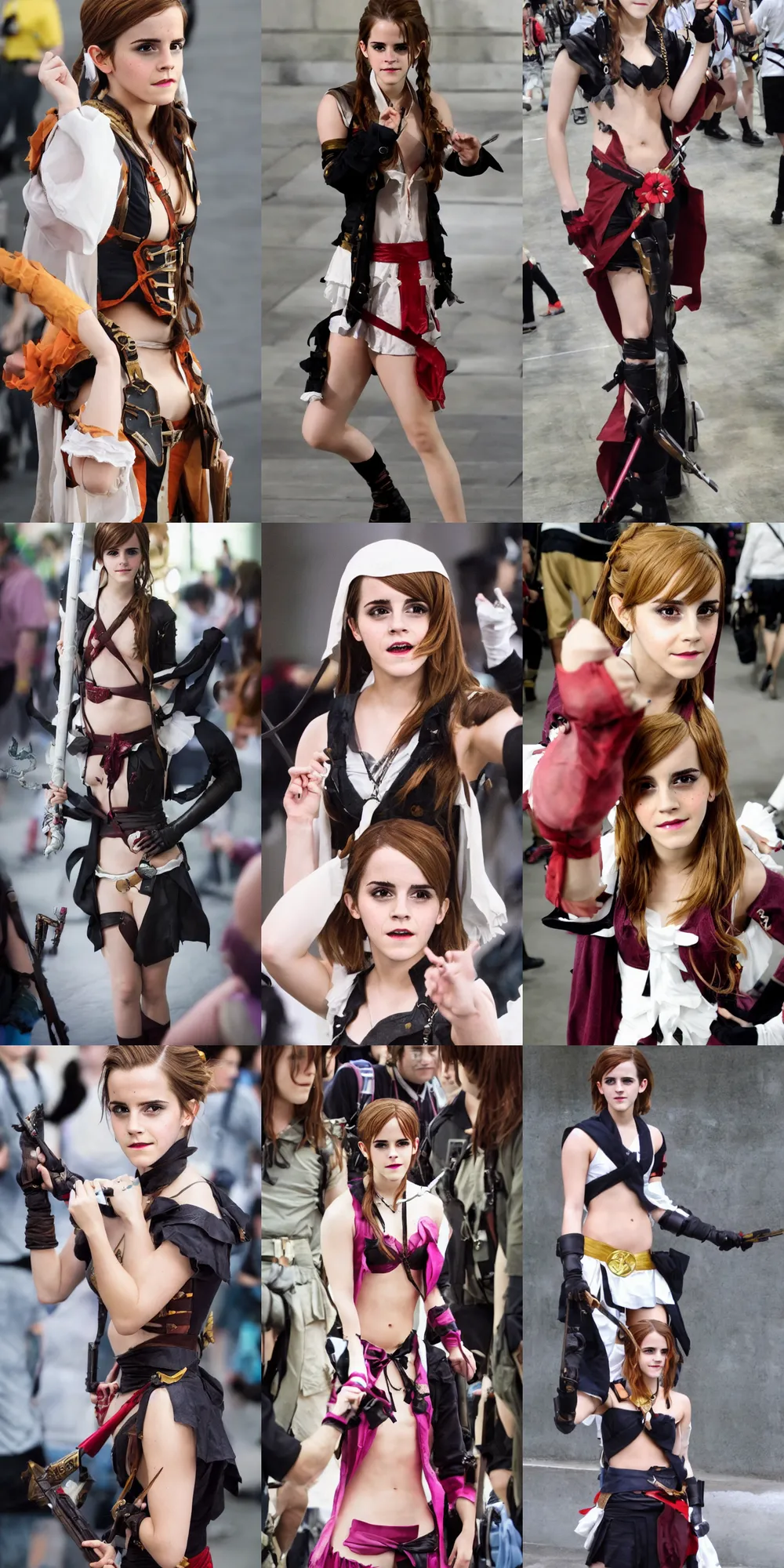 Prompt: Emma Watson in a cosplay photoshoot at an anime convention