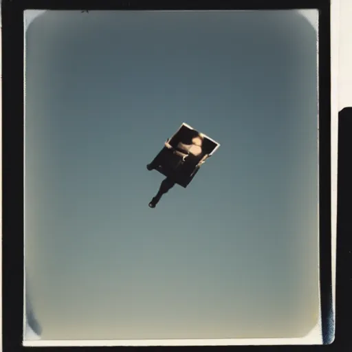 Image similar to an unidentifiable flying object flying through the sky, blurry photo, old polaroid, expired film, historical photo,