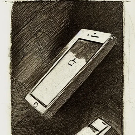 Prompt: sketch of an iphone 1 4 by leonardo da vinci