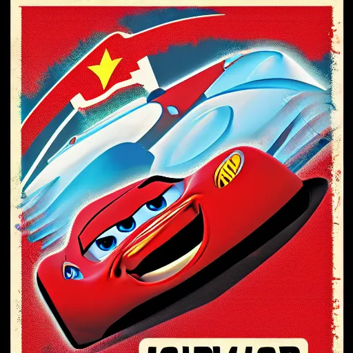 Prompt: cars 2 as a soviet propaganda poster, hd, intricate detail, 4 k