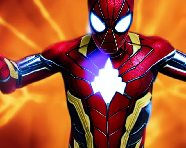 Image similar to photorealistic sketch of the mcu iron spider