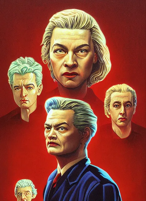 Prompt: twin peaks movie poster art by michael whelan