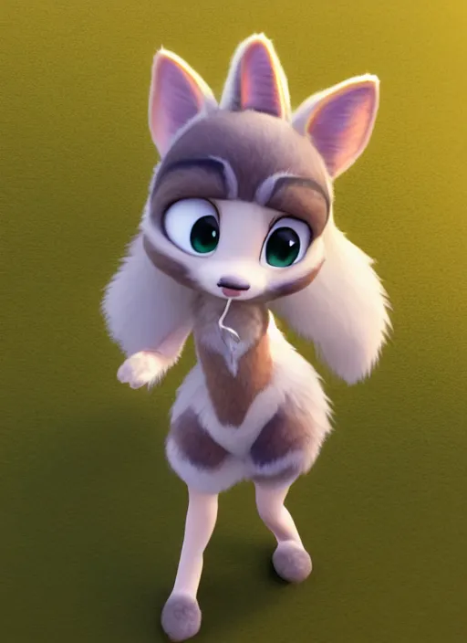 Image similar to female furry mini cute style, character adoptable, highly detailed, rendered, ray - tracing, cgi animated, 3 d demo reel avatar, style of maple story and zootopia, maple story mouse girl, grey mouse, soft shade, soft lighting