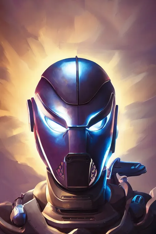 Image similar to epic mask helmet robot ninja portrait stylized as fornite style game design fanart by concept artist gervasio canda, behance hd by jesper ejsing, by rhads, makoto shinkai and lois van baarle, ilya kuvshinov, rossdraws global illumination radiating a glowing aura global illumination ray tracing hdr render in unreal engine 5