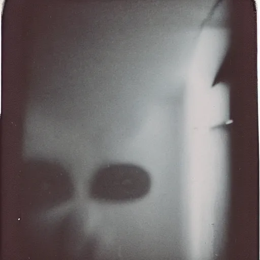 Image similar to dark room with a face peering through a window, distuburbing, horror, nightmare, terrifying, surreal, nightmare fuel, old polaroid, blurry, expired film, lost footage, found footage,