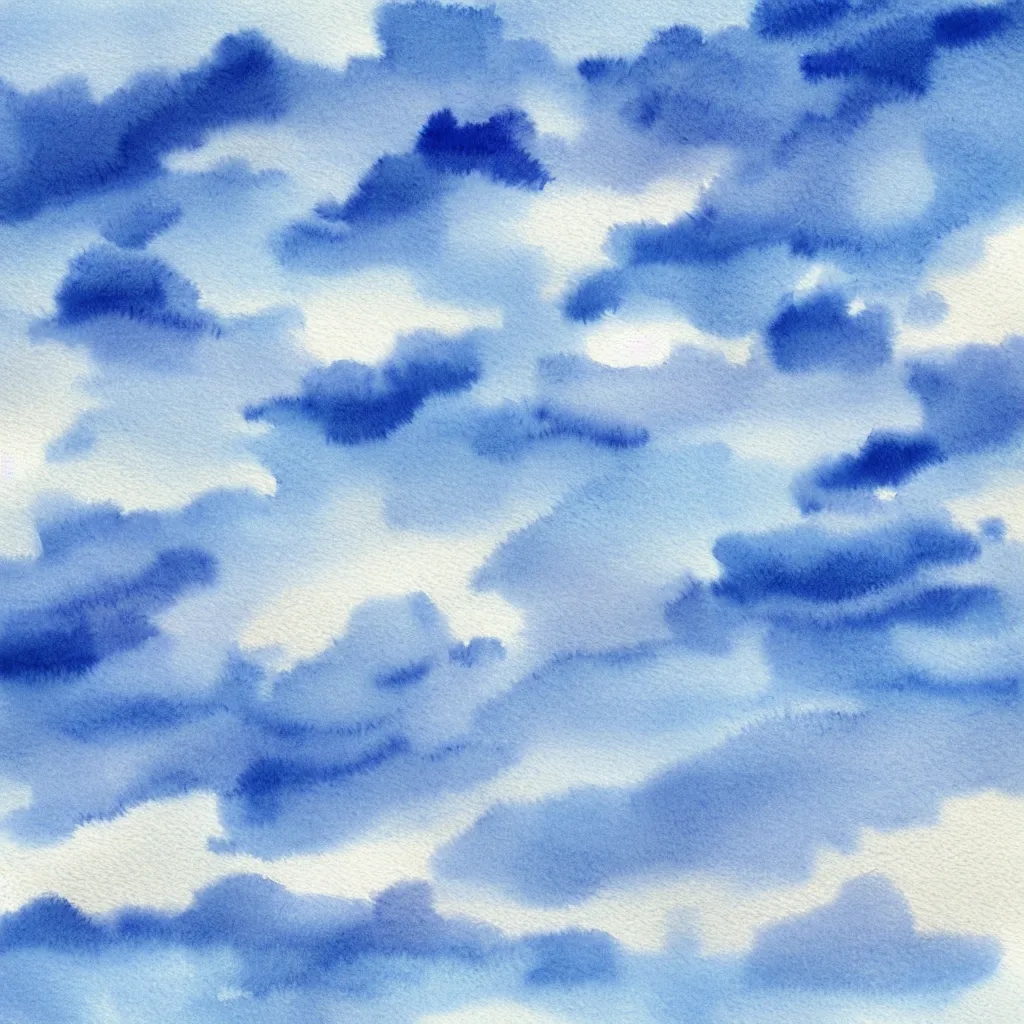 Prompt: blue sky with some clouds, watercolor, muted colors, wallpaper