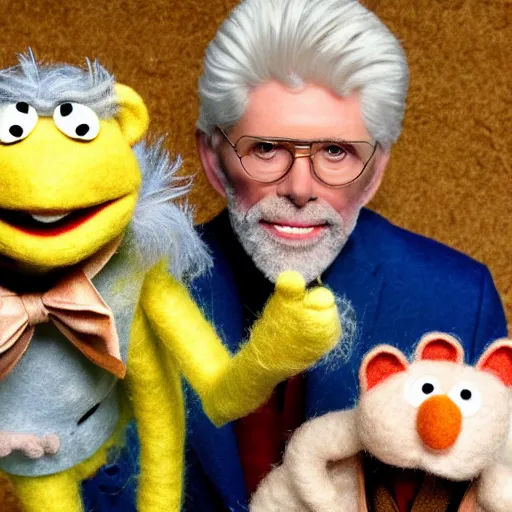 Image similar to barry bostwick as a muppet. highly detailed felt. hyper real photo. 4 k.