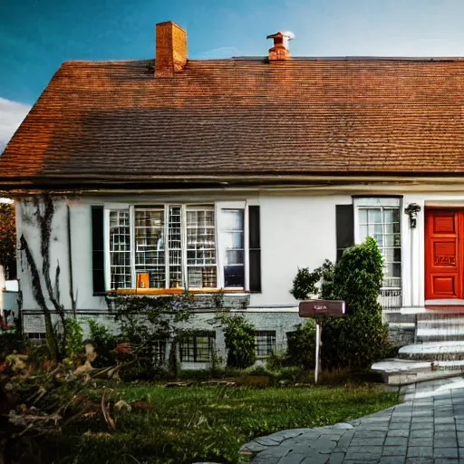 Prompt: realistic photo of a house, clean photo, stock photo, award winning, editorial, beautiful, establishing shot, 3 5 mm, zeiss lens, canon, nikon