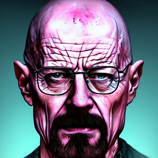 Image similar to Walter White as a Zombie, undead, portrait, fantasy, medieval, vivid colors, elegant, concept art, sharp focus, beautiful face, digital art, Hyper-realistic, 4K, Unreal Engine, Highly Detailed, HD, Dramatic Lighting by Brom, trending on Artstation