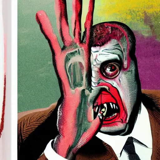 Image similar to Graphic Illustration, Creative Design, Human Fingers, Biopunk, Body horror, by Francis Bacon, Hunter S Thompson