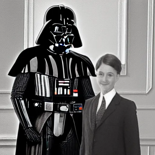 Image similar to vintage photo of darth vader visiting soviet union