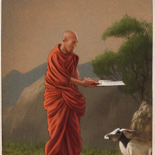 Prompt: a monk as a goat