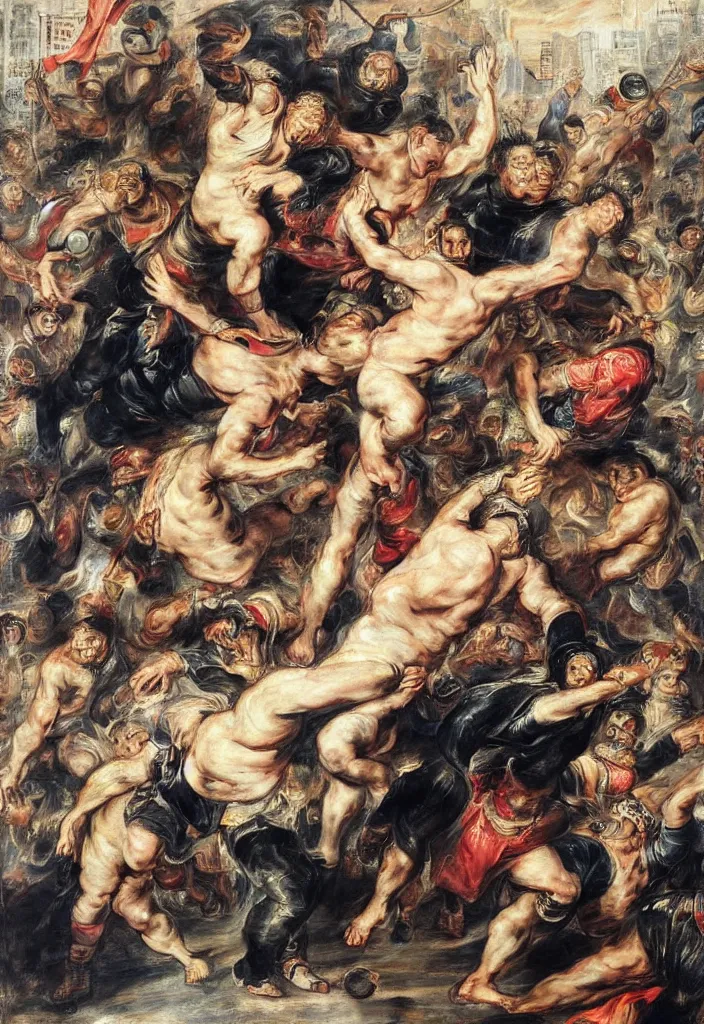 Prompt: 2 0 2 1 hong kong city riot portrait by peter paul rubens.