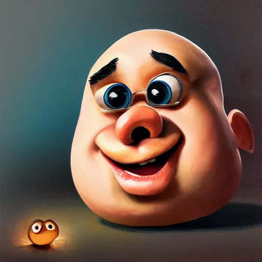 Image similar to teteaclaquestv mr potato head caricature, artgem, digital painting, color painting, hyperrealistic, concept art, oil painting, masterpiece, concept art, trending on deviantart, realistic and detailed face, highly detailed, high quality, 8 k, soft lighting, fancy colors, fantasy, cinematic, high coherence