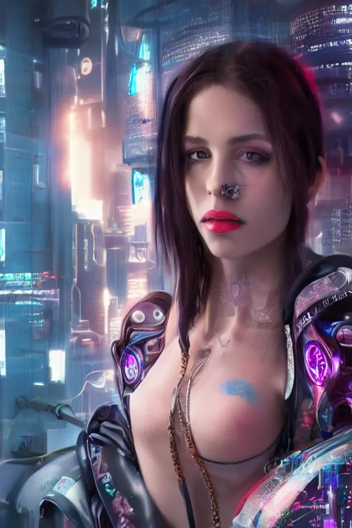 Image similar to 4k hyperreal cyberpunk high priestess