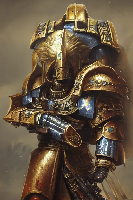 Image similar to armor portrait heros warhammer 4 0 k horus heresy fanart - the primarchs emperor by johannes helgeson animated with vfx concept artist & illustrator global illumination ray tracing hdr fanart arstation zbrush central hardmesh 8 k octane renderer