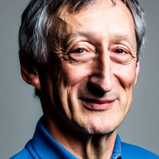 Image similar to portrait photo still of geoffrey hinton, 8 k, studio lighting, key light, 8 5 mm f 1. 8