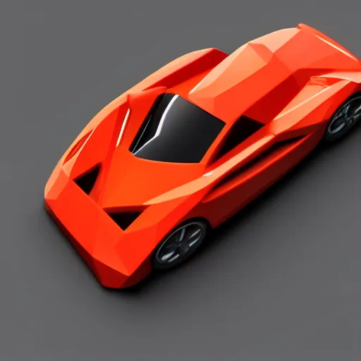 Image similar to a low poly game object of a single sport car on the white background, in the center