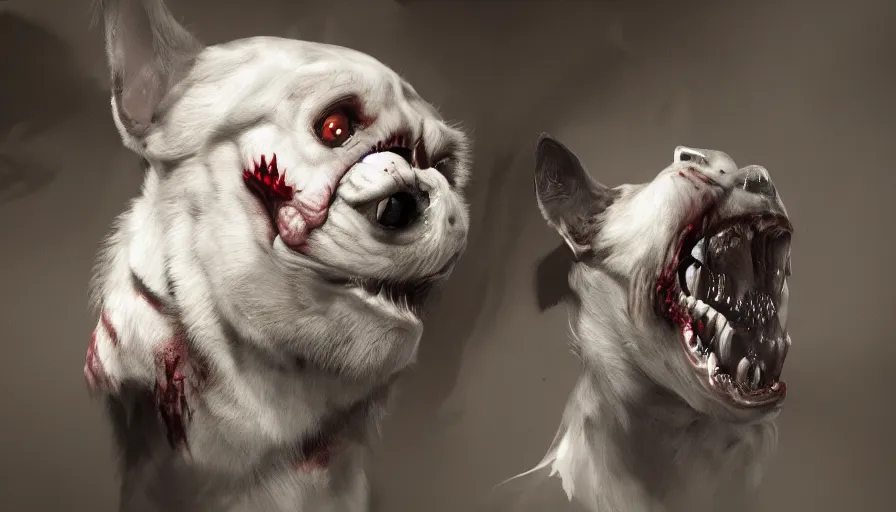 Image similar to Creepy vampire dog, hyperdetailed, artstation, cgsociety, 8k