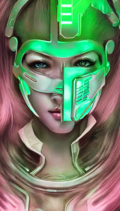 Image similar to face mask on beautiful woman face, cyberpunk art by kuno veeber, cgsociety, computer art, ultra detailed, futuristic, anime aesthetic