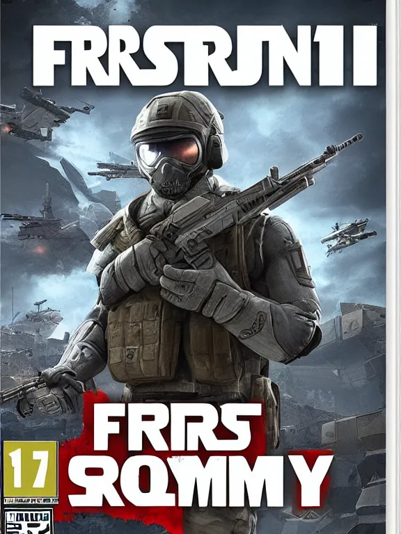 prompthunt: generic first person shooter video game box art