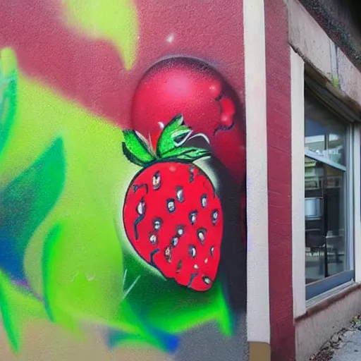 Prompt: a berry graffiti tag, spray paint