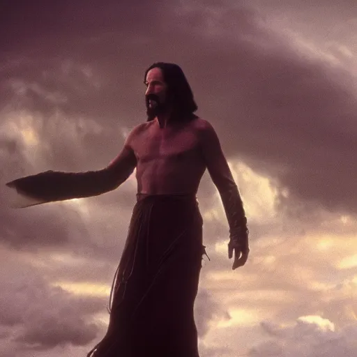 Prompt: keanu reeves being zardoz from the movie cinematic 8 k digital photograph uhd hdr