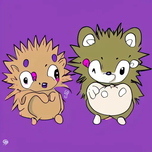 Image similar to baby hedgehogs in the style of cute anime, adorable, cute, art station