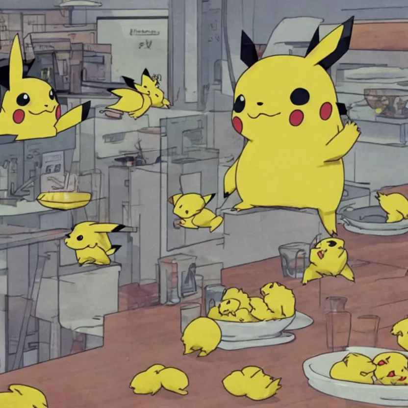 Image similar to cctv footage of pikachu eating my gnocchis