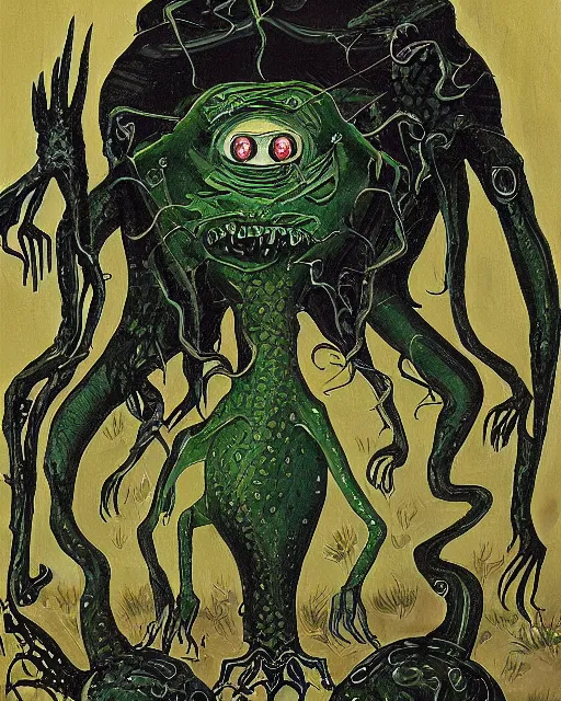 Image similar to a painting of a strange creature by h. p. lovecraft