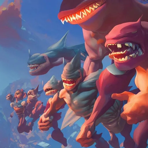 Image similar to hero world street sharks, behance hd by jesper ejsing, by rhads, makoto shinkai and lois van baarle, ilya kuvshinov, rossdraws global illumination