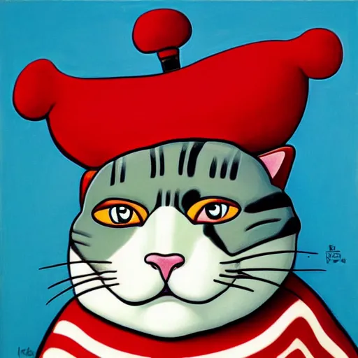 Prompt: waldo as a cat pfp ( profile pic ) by botero