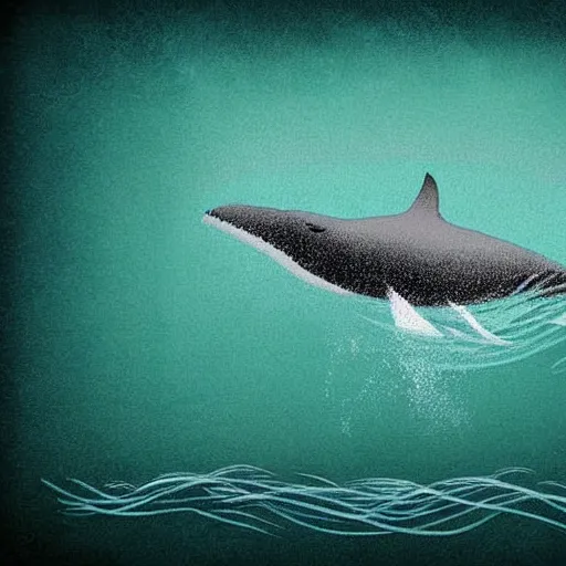 Image similar to cartoon digital art of a whale, cute