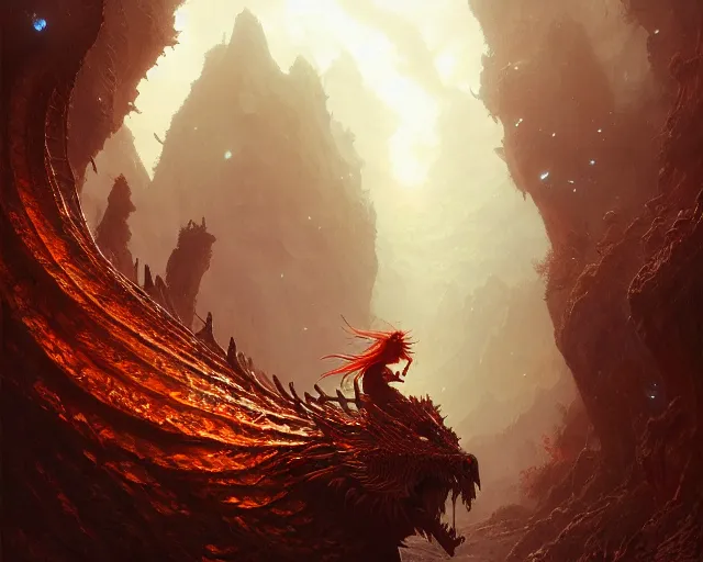 Image similar to highly detailed portrait of a fantasy dragon, elden ring, stephen bliss, unreal engine, fantasy art by greg rutkowski, loish, rhads, ferdinand knab, makoto shinkai and lois van baarle, ilya kuvshinov, rossdraws, tom bagshaw, global illumination, radiant light, detailed and intricate environment