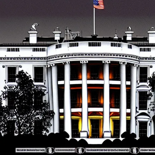 Prompt: white house in the style of the movie 1 9 8 4 designed by h. r. giger