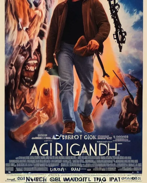 Image similar to a movie about the adventures of Gigachad, movie poster