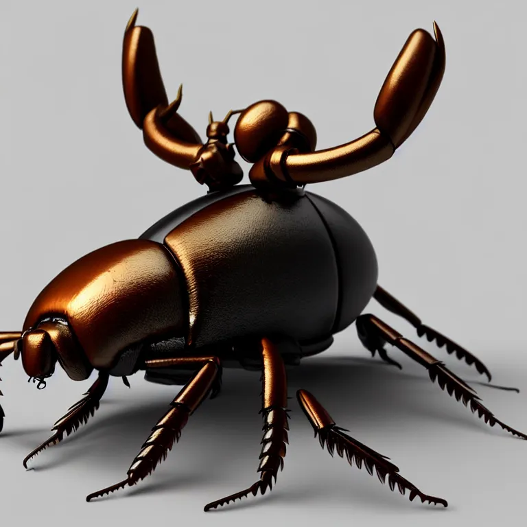 Prompt: steampunk stag beetle, 3 d model, unreal engine realistic render, 8 k, micro detail, elegant, highly detailed, centered, digital painting, smooth, sharp focus, wlop