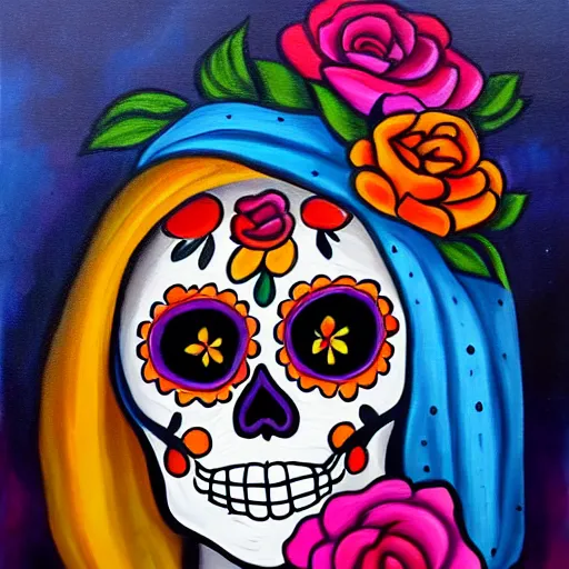 Prompt: Dia De Los Muertos, painting