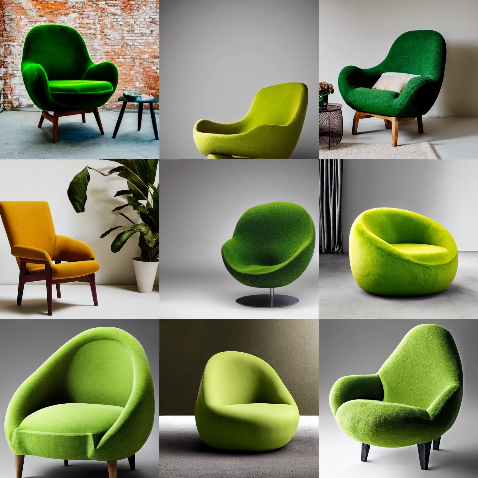 Image similar to an armchair in the shape of an avocado