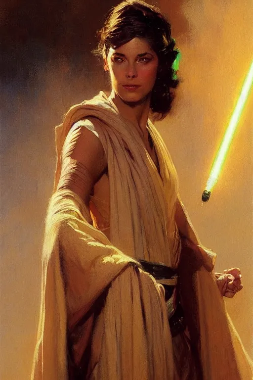 Prompt: detailed portrait of a beautiful kenvin conroy dressed as jedi, painting by gaston bussiere, craig mullins, j. c. leyendecker