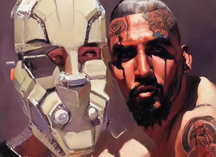 Image similar to a highly detailed beautiful portrait of arturo vidal cyberpunk, by gregory manchess, james gurney, james jean