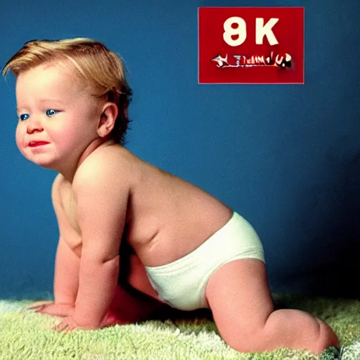 Image similar to young Donald trump wearing a diaper, high resolution film still, 8k, HDR color, film by Simon Langton and David Frankel,