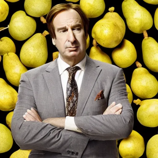 Prompt: saul goodman surrounded by pears