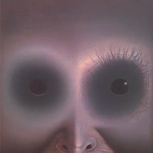 Image similar to Her eyes wide by Zdzisław Beksiński, oil on canvas
